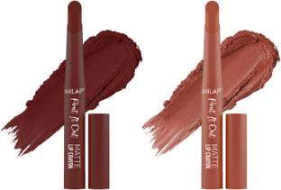MILAP Pout It Out Lip Crayon Long lasting wear|With Jojoba & Avocado Oil|2 pc|14,10