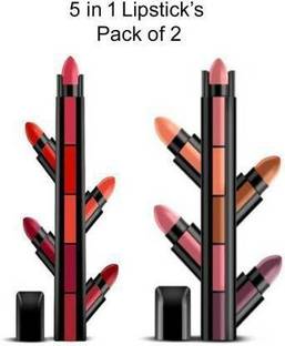FLENGO 5 in 1 Forever Enrich Matte Lipstick, The Red & Nude Pack of 2