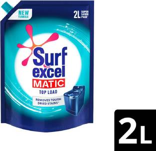 Surf excel Matic Top Load Liquid Detergent 2L Refill pouch, Remove Stains Floral Liquid Detergent
