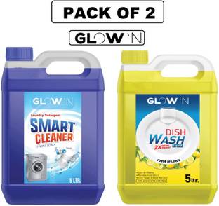 GLOWN 5 ltr front load detergent 5 ltr lemon dish wash Rose Liquid Detergent
