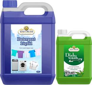 KYARA DREAMS 5LTR FRANT & TOAP WASHING MACHINE LIQUID DETERGENT 1LTR GREEN DISH WASH (6LTR) Multi-Fragrance Liquid Detergent