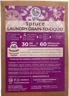 arani Spruce Laundry Liquid (Grain to Liquid) | 40 wash pack | baby safe Lavender Liquid Detergent