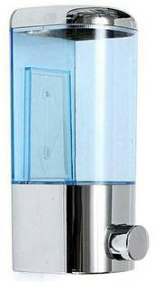 fastgear Wall Mounted PVC Transparent Soap Dispenser for Home, Office, Bathroom (Chrome) 500 ml Soap, Liquid, Shampoo, Conditioner, Foam, Gel, Lotion Dispenser