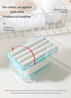Nirixa Store 2-In-1 Portable Laundry Rolling Soap Box Soap Bar Dispenser With Rubber Roller 500 ml Soap Dispenser