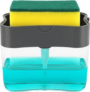 HOMYFY Homyfy Kitchen Sink Dispenser with Built-in Sponge Tray Easy One-Press Operation 400 ml Liquid, Gel, Soap Dispenser