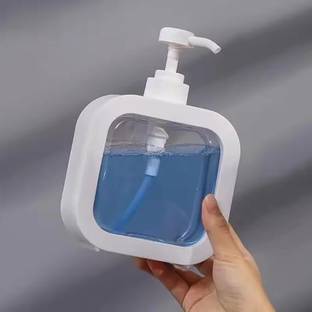 KITNET Delight Square Transparent liquid soap dispenser White 300 ml Liquid, Shampoo, Lotion, Conditioner, Soap Dispenser