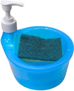 Shopeleven Double Layer 2-in-1 Liquid Soap Dispenser with Sponge for Kitchen Dishwashing 1 L Liquid Dispenser