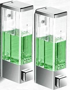 shenron Transparent Wall Mount Liquid Soap Dispenser Silver - Pack Of 2 700 ml Conditioner Dispenser