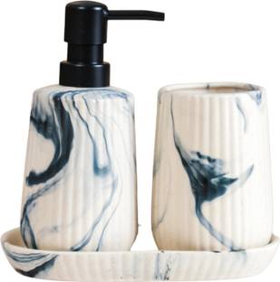 Nestasia Elegant Ceramic Wall-Mounted Set: Soap Dispenser, Tumbler, and Toothbrush Holder 300 ml Liquid Dispenser