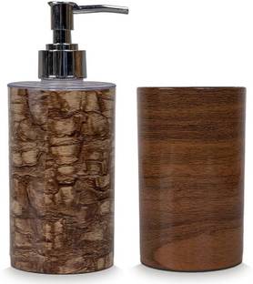 shenron Liquid Soap Dispenser and Toothbrush Holder, Bathroom Accessories wooden design 250 ml Liquid, Soap, Shampoo, Conditioner, Lotion Dispenser