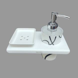 Sarvatr Liquid Hand wash Dispenser Bottle with SOAP DISH WALL MOUNT 250 ml Liquid, Soap, Shampoo, Sanitizer Stand, Lotion, Conditioner Dispenser
