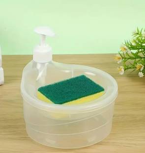 HIKIN SUPERMARKET Double Layer 2 in 1 Liquid soap Dispenser with Pump and Sponge for Kitchen 160 ml Liquid, Gel, Shampoo, Soap, Lotion Dispenser