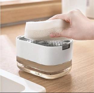 iSTAR Dish Soap Dispenser with Sponge Holder for Kitchen Dish wash Soap Pump Dispenser 400 ml Liquid, Soap, Foam, Gel Dispenser