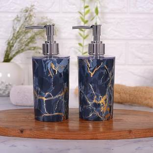 shenron Soap Dispenser Bottle Set with Pump for Hand wash Grey Marble -Pack of 2 500 ml Liquid, Sanitizer Stand, Shampoo Dispenser