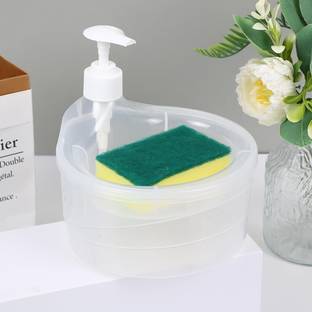 OMORTEX Double Layer 2 in 1 Liquid soap Dispenser with Pump and Sponge(Pack Of 1) 500 ml Liquid Dispenser