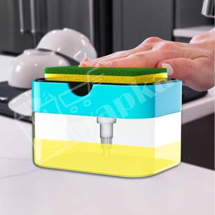 SWAPKART 2-in-1 Liquid Soap Dispenser for Kitchen and Sponge Holder with scrub 500 ml Liquid, Soap Dispenser