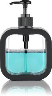 KITNET Square Transparent liquid soap dispenser BLACK 300 ml Liquid, Shampoo, Soap Dispenser