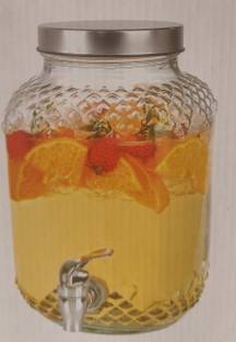 MDNSHO 4 Litre Glass Juice Dispenser - Water Pitcher for Detox Water - Mason Jar 4000 ml Liquid Dispenser