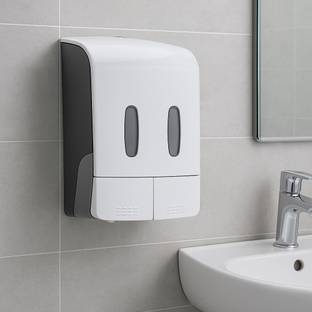 KURIC Heavy Duty ABS Wall Mount Dual Twin Soap Dispenser for Bathroom (500 + 500)- 1000 ml Soap, Liquid, Conditioner, Gel, Sanitizer Stand, Shampoo, Lotion Dispenser