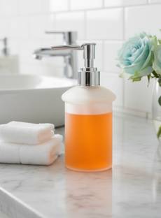Easyhome Furnish Glass Liquid Soap Dispenser with Easy Refillable liquid Soap Holder for Bathroom 300 ml Liquid, Gel, Conditioner, Soap, Shampoo Dispenser