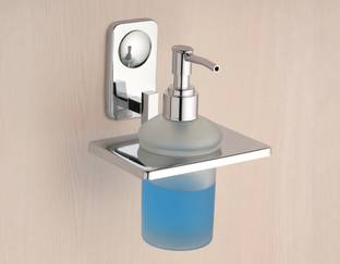 SKYHEART 304 grade steel stand with frosted glass soap dispenser stand/Handwash bottle 500 ml Liquid, Shampoo, Conditioner, Gel, Lotion, Sanitizer Stand, Foam Dispenser