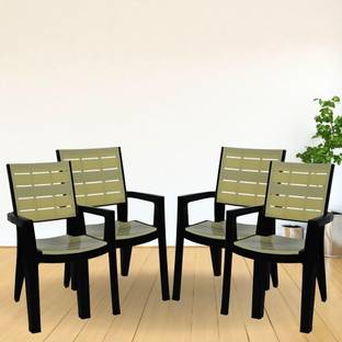 COMFORT Creation Comfortable Plastic Arm Chair/Double Insert Stackable Chair for Home Plastic Living Room Chair