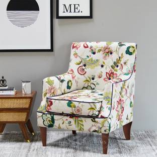 Wooden Street Adoree Arm Chair | Sheesham Wood Chair | Mid Back With Cushioned Seating Solid Wood Living Room Chair