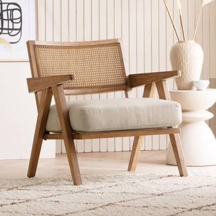 Kingsman Furnitures Abel Rattan Accent Arm Chair for Home Bedroom | Living, Dining & Drawing Room Cane Living Room Chair