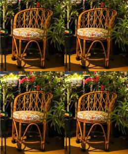RAINBOW Cane Chair for Indoor,Outdoor Sitting with Cushion|Home,Cafe & Office (Set of 4) Cane Living Room Chair