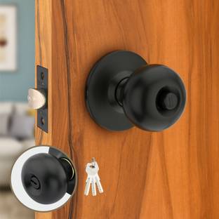 Met Craft Stainless Steel 304 Cylindrical Door Lock Black Matt Finish With 3 Ultra Keys Lock