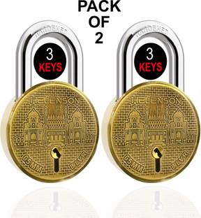 HELENSON Round 65mm Lock | Dual Locking | 8 Levers | 3 Crore Combinations (Pack of 2) Padlock