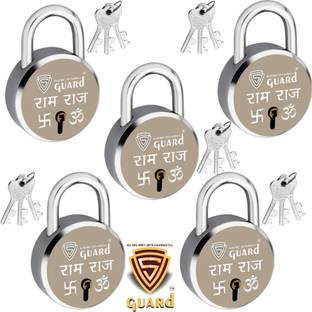 S-Guard RAM-RAJ Laser Printed Door Lock, Lock for Gate-52MM-7 Levers, Double Locking, 5 Padlock