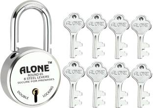 alone Round 65mm Lock for Home Gate Shop & Shutter, Double Locking 8 Keys Padlock