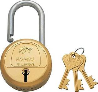 Godrej Locks Navtal Lock 6 Levers Brass (3 KEYS) Padlock