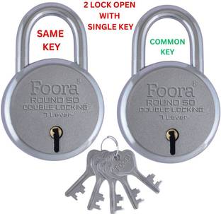 Foora Same Key Lock and key Round 50mm small steel padlock for home door. gate Padlock