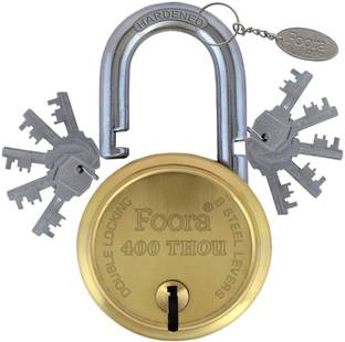 Foora 10 Key 400 THOu Gold, Hardened Shackle, Double Locking, 8 Lever, Size 65mm Padlock