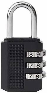 Volo Painted Metal Luggage 3 Digit Pad Lock ( Black)_EASY Combination Lock