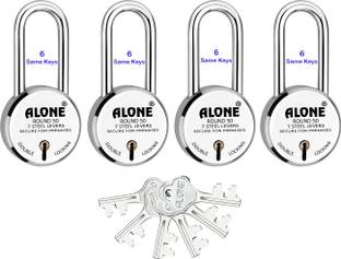alone Round 50mm Long Neck 6 Same Keys 4 Padlocks for home door gate shutter shop Padlock