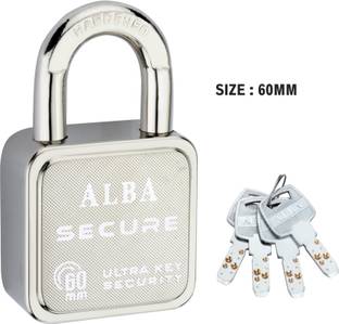 ALBA Secure Hi-Tech Padlock with 4 Brass Ultra Keys Rust Proof Mechanism Lock,60 mm Lock