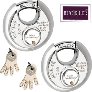 BUCKLER Stainless Steel Shutter lock,Main Gate,Office, Godown,70MM-11 Pin-4 Keys-X-men 2 Lock