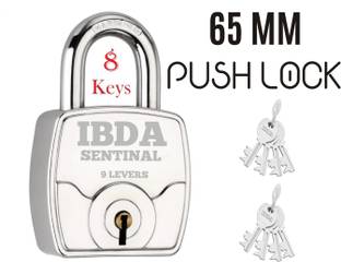 IBDA lock with 8 keys | lock and key | 65mm | push / auto lock mechanism | Steel Body Padlock