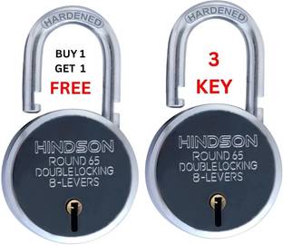 HINDSON Round 65mm Double Locking, 8 Levers with 3 Iron Key, Pack of 2 Padlock
