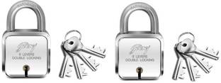 Godrej square lock 6 levers (4 keys) pack of 2 Padlock