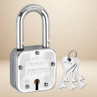 PLUS POINT Premium stainless steel Heavy Duty 8-Lever Double Locking Security Lock, 3 Keys Padlock