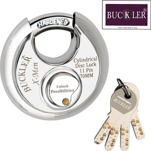 BUCKLER Stainless Steel Shutter lock,Main Gate,Office, Godown,70MM-11 Pin-4 Keys-X-men Lock