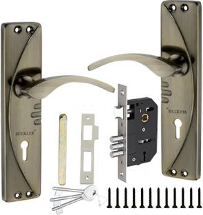 BUCKLER Iron-Brass-Steel,Moon Gold Antique 7" Mortise Handle Set,Double Turn 65MM Bullet Lock