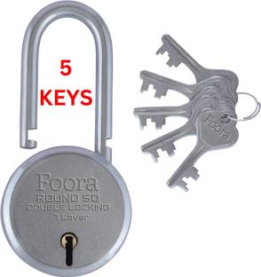 LINK O LINE Round 50 LS with 5 Keys, Extra Long Shackle, Double Locking, 7 Lever U Lock Padlock