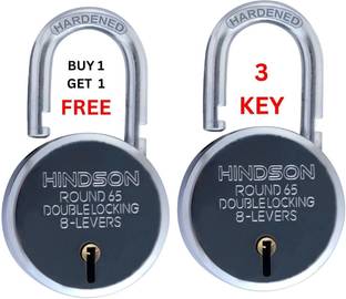 HINDSON Round 65mm Double Locking, 8 Levers with 3 Iron Key, Pack of 2 Padlock