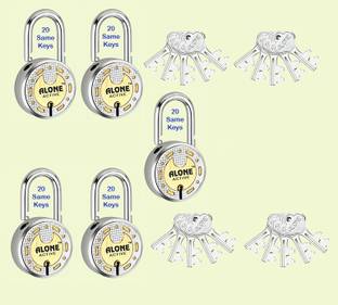 alone Round 65mm 20 Same Keys 5 Padlocks for home door gate shutter Brass Combination Padlock