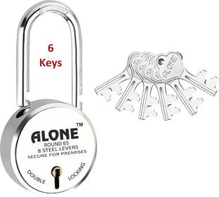 alone Round 65mm Long Shackle Padlock for Home Gate Shop & Shutter, D/L 6 Keys Padlock